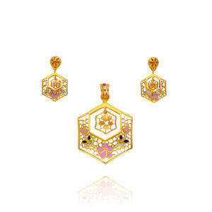 Amber Glow Gold Pendant Set