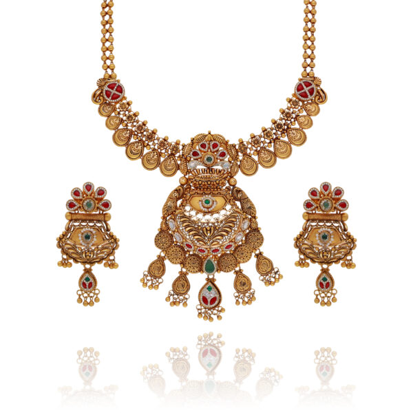 Antique Charm Gold Long Necklace