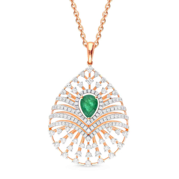 Celestial Cascade Diamond Pendant with Earring Set