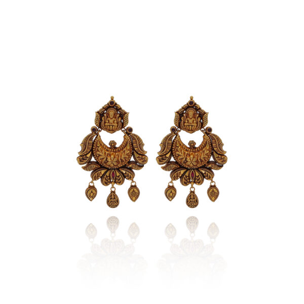Ethnic Elongate Gold Long Earrings