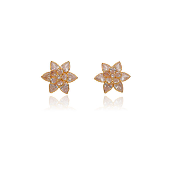 Floral Charm Gold Tops Earrings
