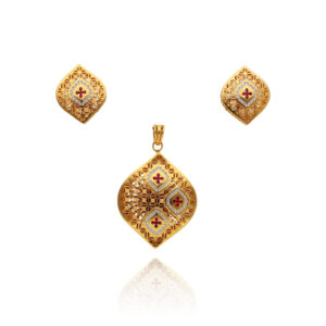 Garnet Glow Gold Pendant Set for Women