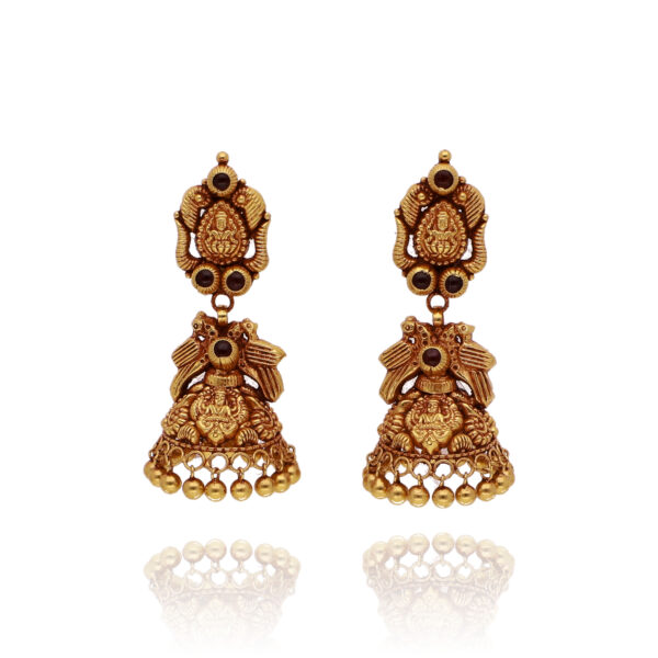Gilded Serenity Gold Temple Jhumki