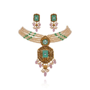 Golden Charm Cascade Necklace Set