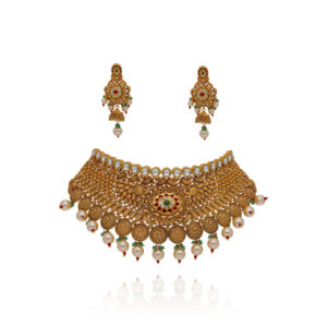 Golden Crown Charm Choker Set
