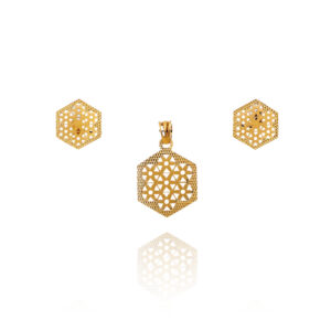 Golden Fern Pendant Set for Women