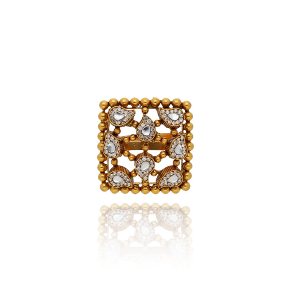 Golden Leaf Cocktail Ring for Women