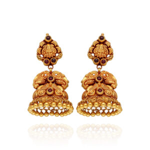 Golden Threads Temple jhumki Elegance