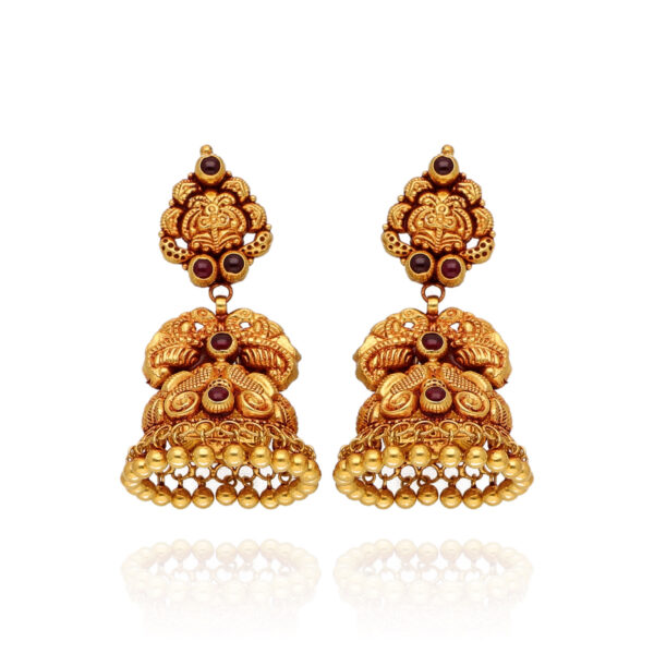 Golden Threads Temple jhumki Elegance