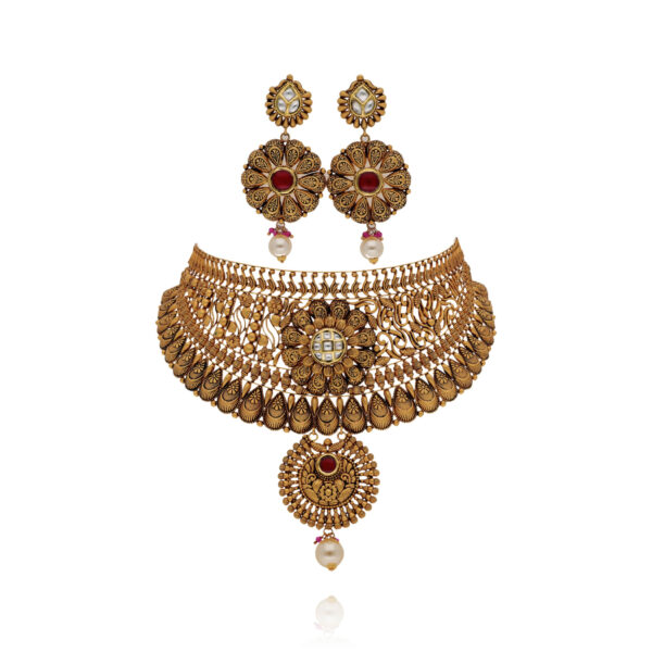 Royal Cascades of Gilded Splendor Gold Choker Set