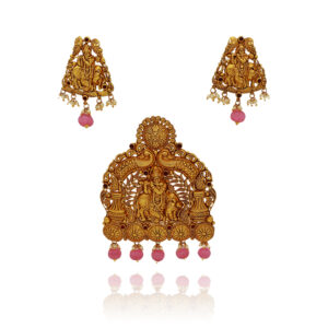Sacred Glory Krishna Temple Art Pendant Set