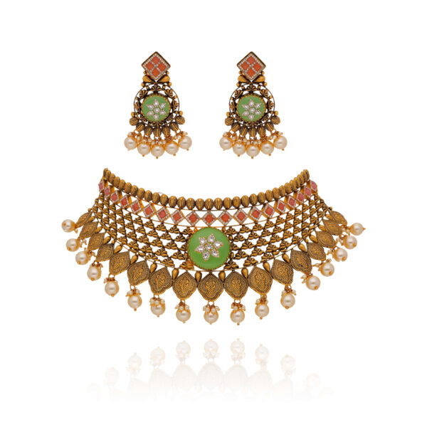 Saffron Glow Gold Choker Set