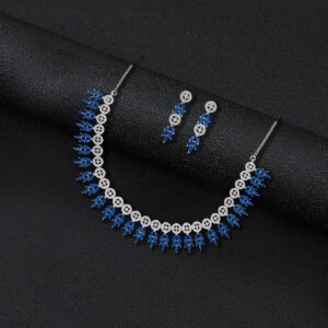 Silver Cubic Zirconia Necklace & Earrings Set