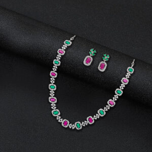 Silver Shine in Blush Necklace & Earrings Set