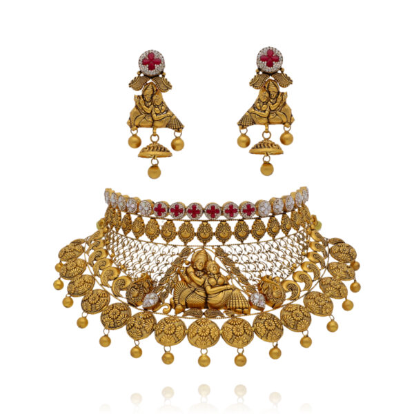 Timeless Tradition Gold Temple Radha Krishna Choker