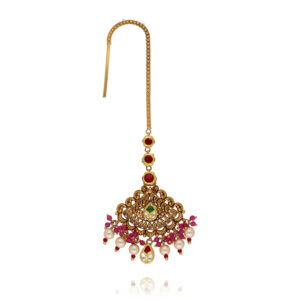 Vintage Allure Bridal Antique Gold Maang Tikka