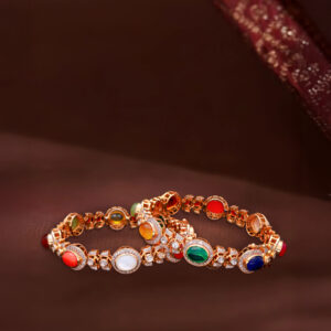 Scarlet Blossom Polki Bangles