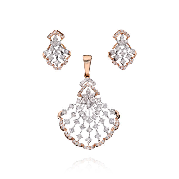 Cascading Glamour Diamond Pendant Set for Women