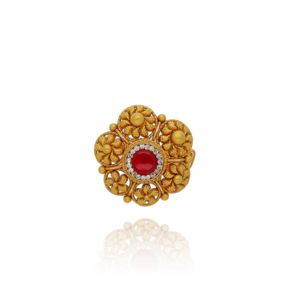 Ruby Bloom Royale Gold Cocktail Ring