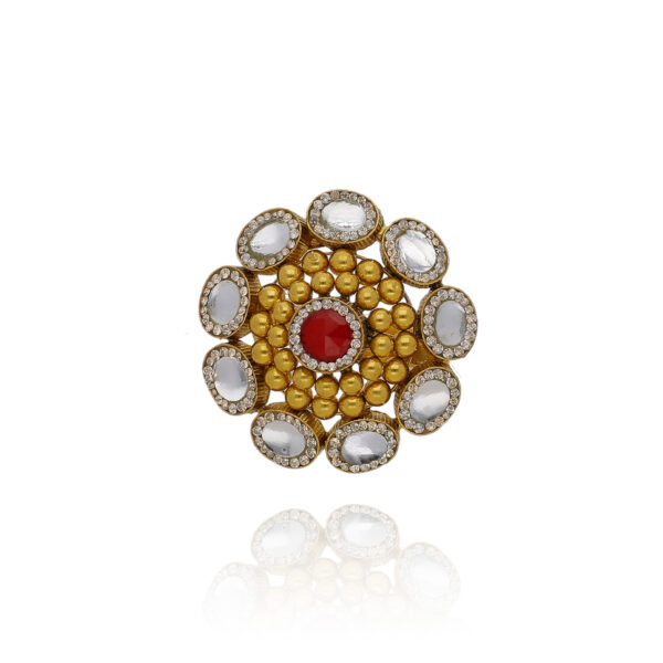 The Ruby Blossom Crown Gold Cocktail Ring