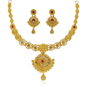 Amber Petals Gold Necklace Set