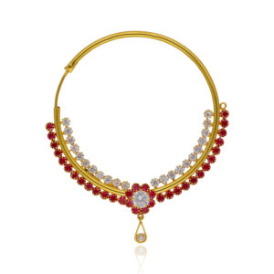 CZ Kaleidoscope Gold Bridal Nath