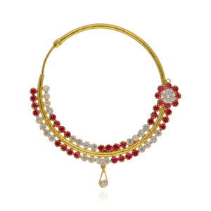 CZ Charm Circle Gold Bridal Nath