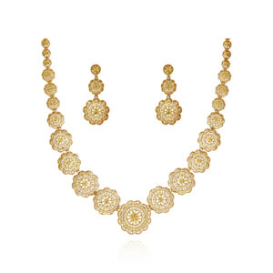 Floral Radiance Gold Necklace Set